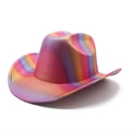 Macro shot of iridescent metallic rainbow cowboy hat showing textured pearlescent finish - M (56-58cm) / Rose Pink