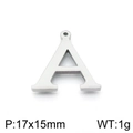 Polished silver stainless steel letter A pendant charm, size 17x15mm, 1g weight - Letter A (KLJ1408-Z) / Steel