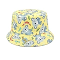 Dettaglio cappello a secchiello giallo in cotone con stampe di simpatici koala - Circonferenza della testa 52cm-54cm / Giallo