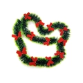 2M Christmas tinsel garland with red bows for tree decoration in green and yellow - 12 Red Bows Style