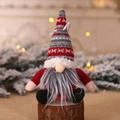 Plush Christmas gnome with a red knit hat and grey beard, hanging holiday ornament - Sitting Doll Hanging / Dark Red