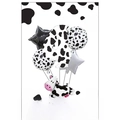 6-piece cow print party set featuring a large number 4 balloon and cartoon cow foil balloons - Number 4