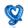 Blue 18-inch heart-shaped hollow foil balloon with metallic finish for parties - 18 Inch Blue Hook Heart