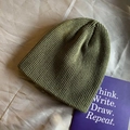 Olive green knitted beanie hat in thick warm ribbed fabric for autumn and winter - Elastic / Army Green