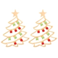 Exquisite gold Christmas tree stud earrings with colorful rhinestones and star topper - 12 KC Gold Red Green 2519