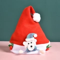 Red plush Christmas hat with 3D cartoon bear decoration and white faux fur trim - Child Raising-hands Hat (Bear)