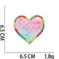 Close-up of heart-shaped mermaid embroidery patch with gradient scales and glitter texture - Gradient Heart (11号)