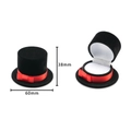 Dettaglio portagioie a cilindro con fiocco rosso, vista aperta e chiusa con dimensioni - 12# Cappello da gentiluomo nero