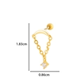 Gold moon stud earring with dangling clear zircon stone pendant and chain detail - 3# Gold - Moon Chain Tassel