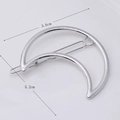 Detailed view of silver crescent moon hair clip showing 5.6cm by 5.2cm size dimensions - Moon Shape Silver