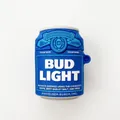 Blue Bud Light can style silicone case for AirPods with relief texture and carabiner hole - Budweiser Bottle + Carabiner / AirPods 1/2 Gen