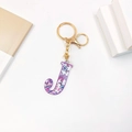 Floral alphabet J keychain with golden hardware and colorful patterns for bags - Letter J (No Tassel)