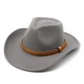 Close-up of grey wool western cowboy hat featuring a brown faux crocodile leather band - Gray