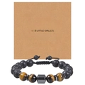 Tiger eye and lava stone beaded bracelet for men with gift card for dad on white background - To My Dad
