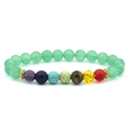 Light green seven chakra lava stone beaded bracelet with golden spacers for men - Aventurine Colorful Chakra Bracelet
