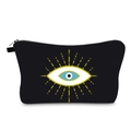 Wasserfeste Evil Eye Kosmetiktasche aus schwarzem Canvas mit goldener Stickerei - Schwarz Mosaik Böses Auge