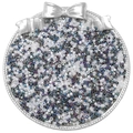 Mix of white and iridescent 2.5mm glass seed beads in a round silver bow container - Black and White Mix (10g/Pack Approx 700pcs)