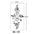 Black and white floral tattoo sticker with sketch roses, model BK-101, size 96x190mm - BK-101 / 96*190mm
