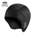 Black thermal cycling skull cap with fleece lining and dedicated glasses hole design - Warm Cap Black (Glasses Style)