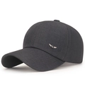 Dark grey baseball cap with fine twill texture and silver metal wing logo on the side - Adjustable / Dark Gray