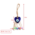 Blue heart evil eye glass charm with colorful clay heart beads on hemp rope - Dark Blue Heart with Colorful Small Hearts