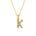 Gold letter K pendant necklace with sparkling cubic zirconia on a dainty chain - Letter K