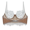 Soutien-gorge en dentelle blanche avec détails en mesh nude et bretelles réglables - S / Blanc/Nu