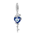 Vintage 925 sterling silver heart-shaped evil eye key charm with sparkling zircon accents - Eye Key-Heart Pendant (SCC2301)