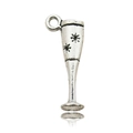 Silver wine glass pendant charm with snowflake engraving for DIY jewelry crafts - 10550-Antique Silver Wine Glass