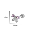 Silver bow cartilage stud featuring purple pear-shaped stones and dimensions 0.76x0.62cm - Purple Bow - Silver (3# Silver)