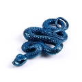 Detailed view of creative blue snake-shaped pendant with polished stainless steel finish - Pendant Only (No Chain) / Blue