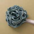 Blue rose shaped exfoliating bath sponge with hanging ribbon for rich lathering foam - Ribbon Style / Navy Blue