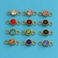 Lot de 12 pendentifs pierres de naissance colorées en acier doré pour création de bijoux - Rouge de juillet (SR006) / Or
