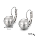 Polished silver stainless steel ball lever-back earrings in 10mm diameter size - 10mm / Steel Color (KLJ592-Z)