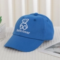 Blue toddler baseball cap featuring an embroidered cartoon bear and letter design - Battlobear Style (Blue)