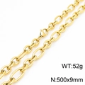 Collana a catena dorata da 9mm in acciaio inossidabile per uomo e donna, 500mm - Collana Oro (KN282960-KFC) / 500x9mm