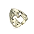 Detail of vintage Spartan helmet ring showing antique gold finish and rustic metal texture - Spartan Helmet (R-100)