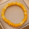 Bracelet élastique vintage orné de perles d'agate jaune chaud et de pierres orange - Jaune (DZ-662)