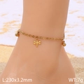 Gold dragonfly heart anklet in stainless steel on sandy beach setting for summer vacation - Gold Dragonfly Style (KJ4483-Z)