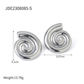 Polished silver spiral drop earrings with sleek geometric swirls and 3.1cm height - Silver