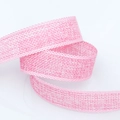 Pink faux linen ribbon with delicate lace edges for DIY crafts and gift wrapping - 2.5cm Width 10 Yards / Pink