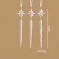 Set of 3 white glitter star icicle ornaments for Christmas tree with hanging ribbons - Champagne Icicles 3Pcs Set