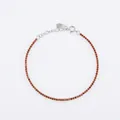 S925 sterling silver tennis bracelet featuring vibrant red zircon stones in claw setting - 925 Silver / White Gold [Red]