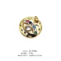 Golden eye-shaped pendant with rainbow zircon inlay on a clean white background - 2-Rainbow Eye Round