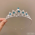 Silver princess tiara with blue gemstones and rhinestones, size 12.5cm, for weddings - 7# 6 Blue Sapphires Style (12.5cm)