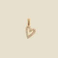 Golden heart-shaped pendant with hollow design and sparkling diamond accents - Heart Pendant