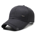 Klassische dunkelschwarze Baseballkappe mit Sport Fashion Webetikett und Metallschnalle - Einheitsgröße(Einstellbar) / Grau