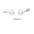 Classic 4mm white pearl stud earring with threaded screw back on a clean white background - White Artificial Pearl Ball / 4mm