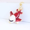 Enamel helicopter airplane keychain with red and white finish and gold accents - Brown A380 Aircraft