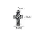 Antique silver cross pendant with woven texture and 30mm height dimension details - Style 26